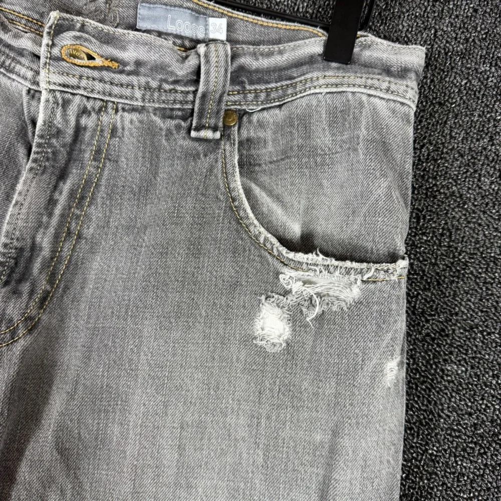 Vintage Levis SilverTab Loose Fit Jeans Men 34x30 Gray Distressed Y2K Baggy Wide